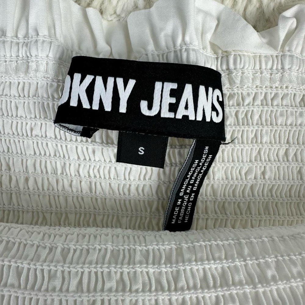 DKNY White Ruched Puff Sleeve Crop Top - Picture 5 of 5